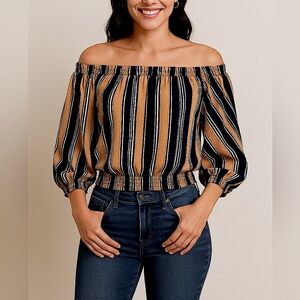 Striped Black and Brown Women's Top